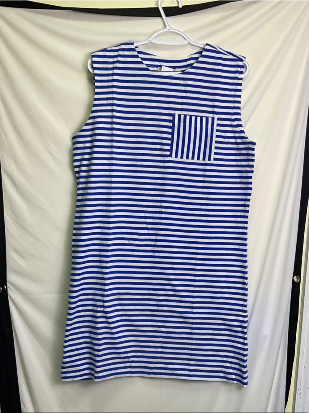 LOFT Blue and White Striped Sleeveless Mini Dress